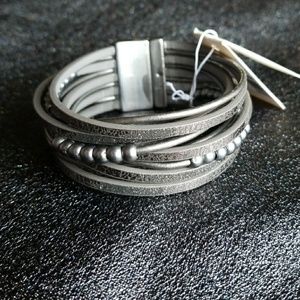 Sacchi grey leather cuff bracelet